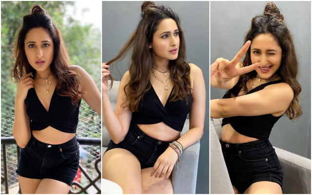 Pragya Jaiswal Sizzling Hot Black Outfit And Messy Bun Creating Buzz In Town.