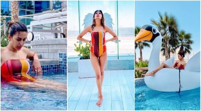 Erica Fernandes Beating The Dubai Heat As She Is Chilling In A Pool In Monokini.
