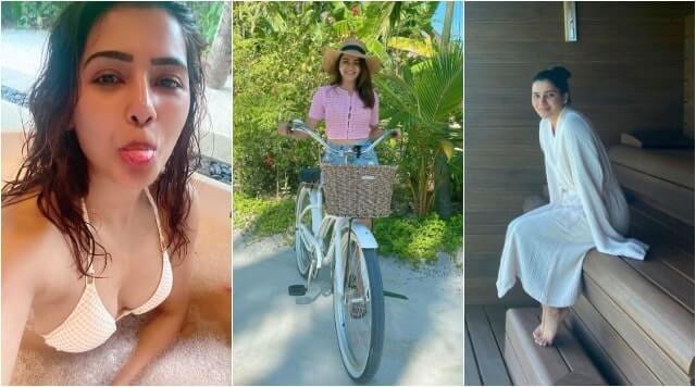 Samantha Akkineni Clicks A Candid Selfie In Bathtub And Enjoying Cycle Ride In The Maldives.