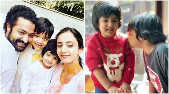 Jr.NTR Shared Adorable Pictures Of Sons Abhay Ram And Bhargava Ram To Wish Fans On Christmas.