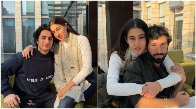 Sara Ali Khan And Ibrahim Ali Khan Start New Year With Hugs And Cuddles Along With Friends.