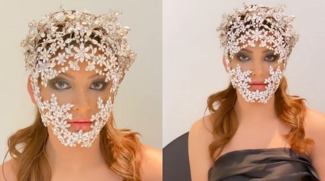 Urvashi Rautela's Displays Her Fully Covered Face With Diamond Masquerade. See Video Here.