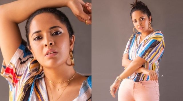 Anasuya Bharadwaj Stuns In Multi-Color Casual For Thank You Brother Promotions.