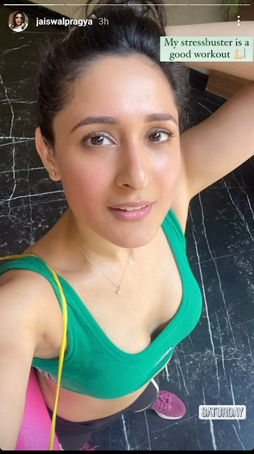 Pragya Jaiswal Spreads Positivity By Sharing Her Post Workout Pictures, Says Its Her Stress Buster.