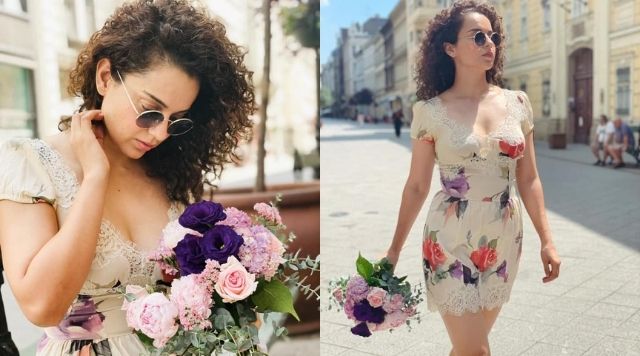 Kangana Ranaut Dropped Her Hot Self Indulgent Pictures In Beautiful Floral Dress.