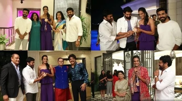 PV Sindhu Honoured By Chrianjeevi and Ram Charan