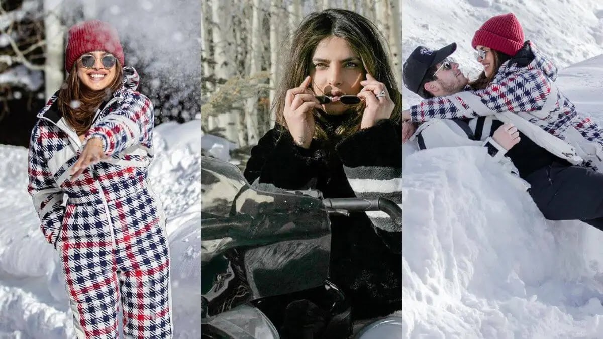 Nick Jonas and Priyanka Chopra from their snowy vacation