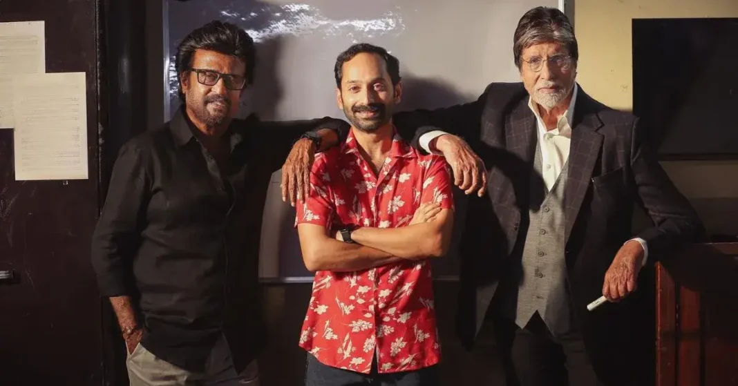 Fahadh Faasil With Rajinikanth and Amitabh Bachchan on Sets Of Vettaiyan.